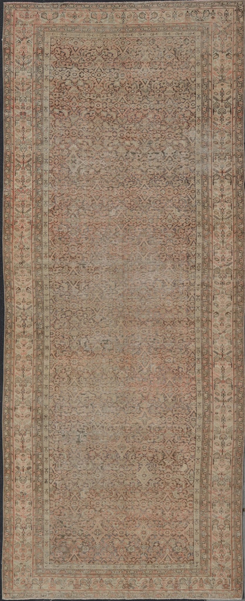 Antique Malayer Persian Rug with All Over Design within Multi - Tier Border This antique Malayer rug features a modest, multi - tiered border and delicate field, busy with an all - over symmetrical design. This piece sets a quiet coffee backgroun... - Keivan Woven ArtsEMB - 8549 - 178960 - 13824Rug