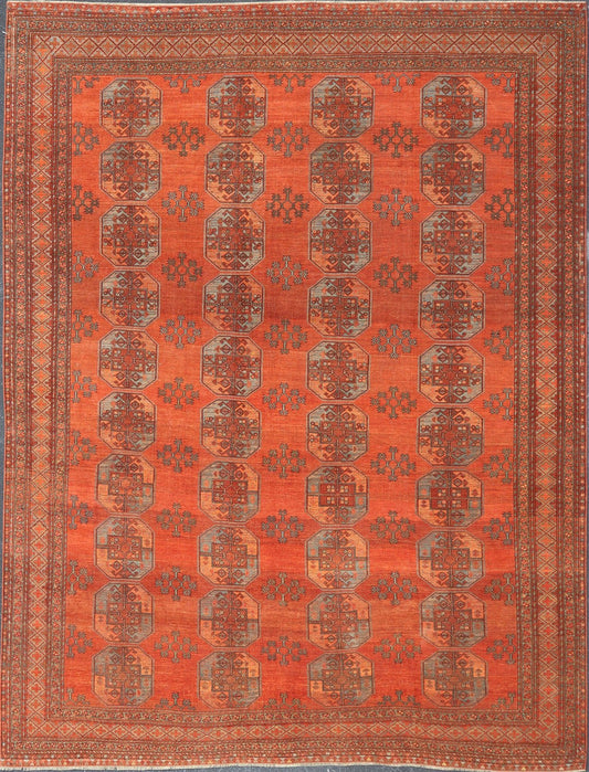 Large Turkomen Rug with All - Over Gul Bokhara Design. Hand - Knotted 1930's Turkomen Rug with Repeating Gul Design. Keivan Woven Arts; rug EMB - 9503 - P13580, country of origin / type: Turkestan / Ersari/Turkoman, circa 1930s. Measures: 11'1 x 13' 10 ... - Keivan Woven ArtsEMB - 9503 - P13580 - 14596Rug