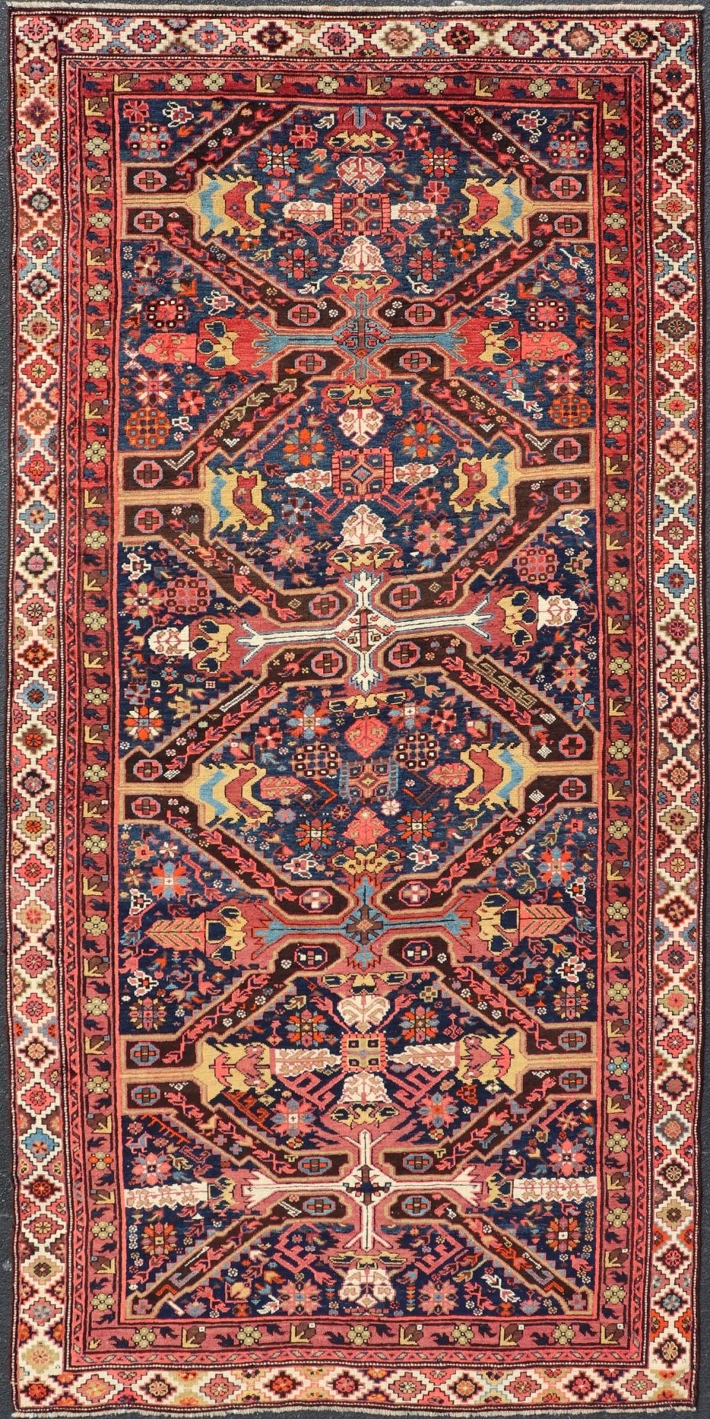 Colorful Antique Seychour Large Gallery Runner with Multi - Geometric Medallions Measures: 5'10 x 12'10 Seychour rugs are known for their heavily tribal designs. This fine piece in particular holds vibrant colors and bold contrasts. The mi... - Keivan Woven ArtsEMB - 9508 - P13522 - 14614Rug