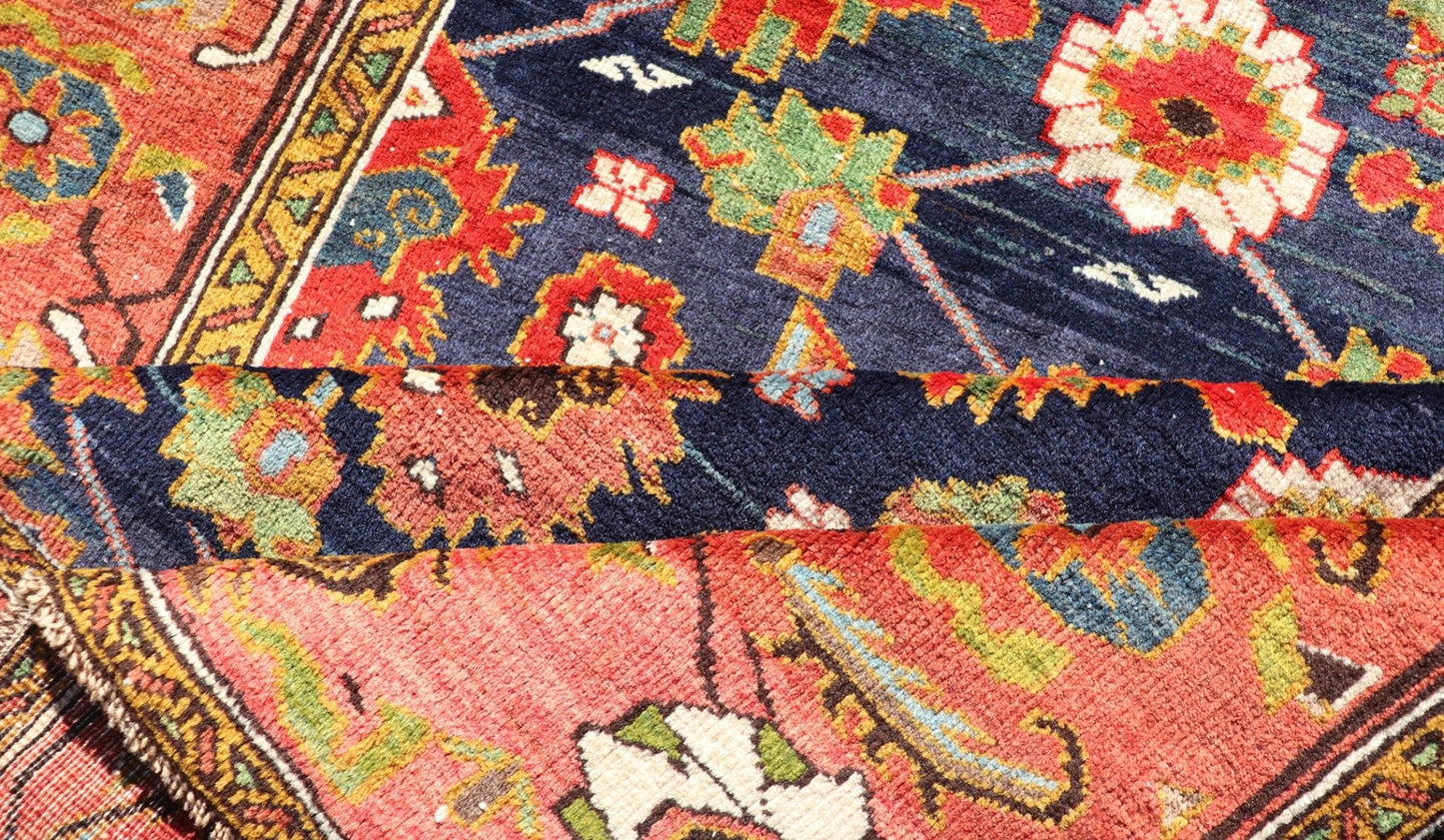 Antique Caucasian Rug with All - Over Design in Royal Blue Field, Soft Red & Green. Keivan Woven Arts/ rug/ EMB - 9510 - P13527, Caucasian Rug, Early 20th century Caucasian Measures: 3'11 x 5'8 With brilliant and well kept original colors, this fine C... - Keivan Woven ArtsEMB - 9510 - P13527 - 14626Rug