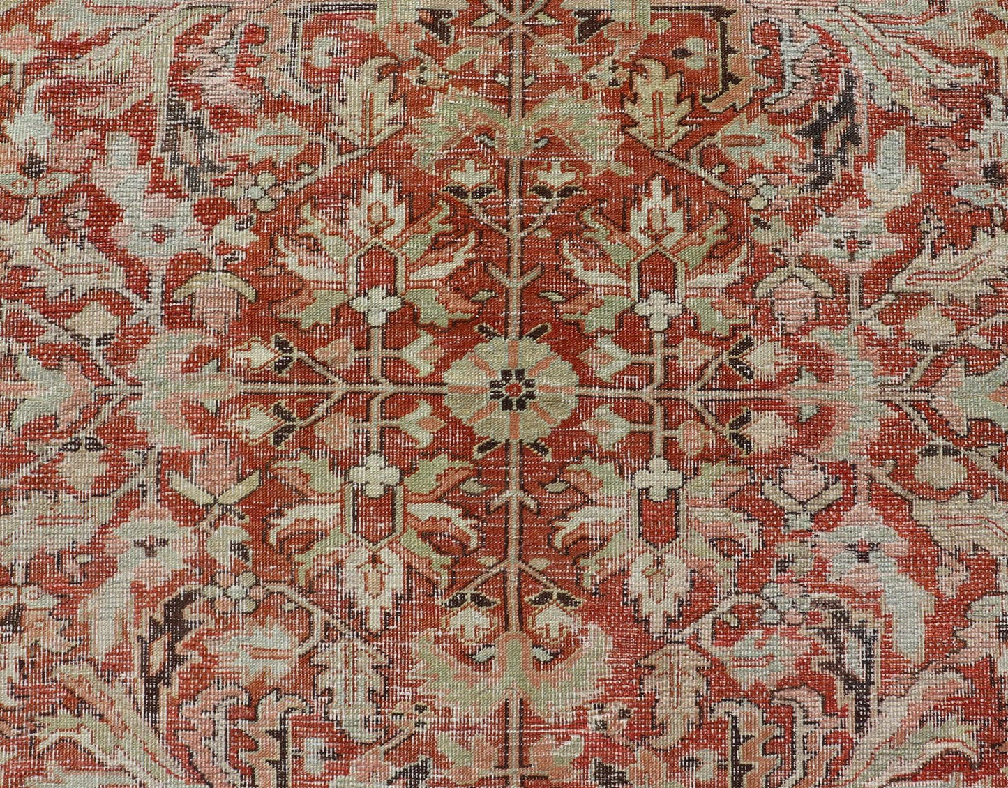 All Over Design Antique Serapi - Heriz Rug With Large sub geometric Design, Keivan Woven Arts / rug EMB - 9541 - 13588, country of origin / type: Persian / Heriz, circa Early - 20th Century. Measures: 7'7 x 11' Antique Heriz Rug with Large scale ... - Keivan Woven ArtsEMB - 9541 - 13588 - 14770Rug
