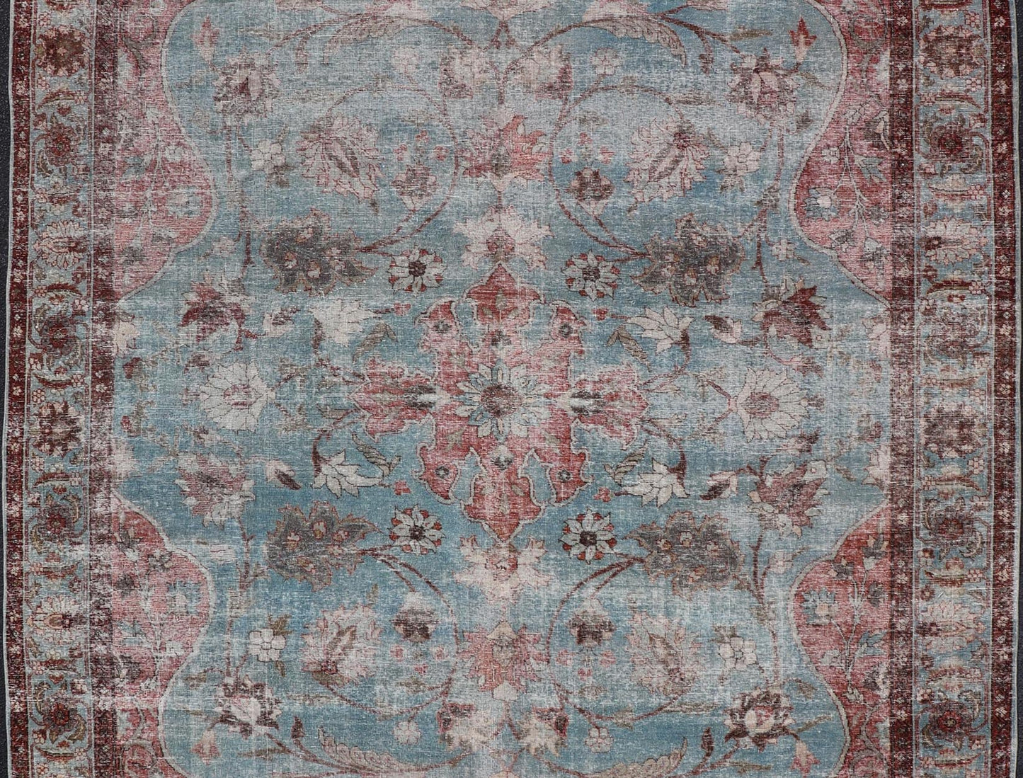 Hand - Knotted Antique Persian Tabriz Khoy Rug in Wool with Large Floral Design This antique Persian Tabriz Khoy rug features an all - over sub - geometric floral design rendered in multicolor, set upon a red background. A complementary, multi - tiered... - Keivan Woven ArtsEMB - 9556 - P13091 - 14868Rug