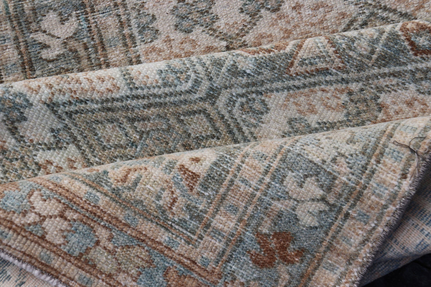 Measures: 2'5 x 9'1 Antique Persian Sarab Runner with Sub - Geometric Design in Light Blue, Tan, Grey. Antique Sarab Runner, rug EMB - 9562 - 13535; Keivan Woven Arts, country of origin / type: Persian / Sarab, circa 1920. This antique hand - knotte... - Keivan Woven ArtsEMB - 9562 - 13535 - 14904Rug