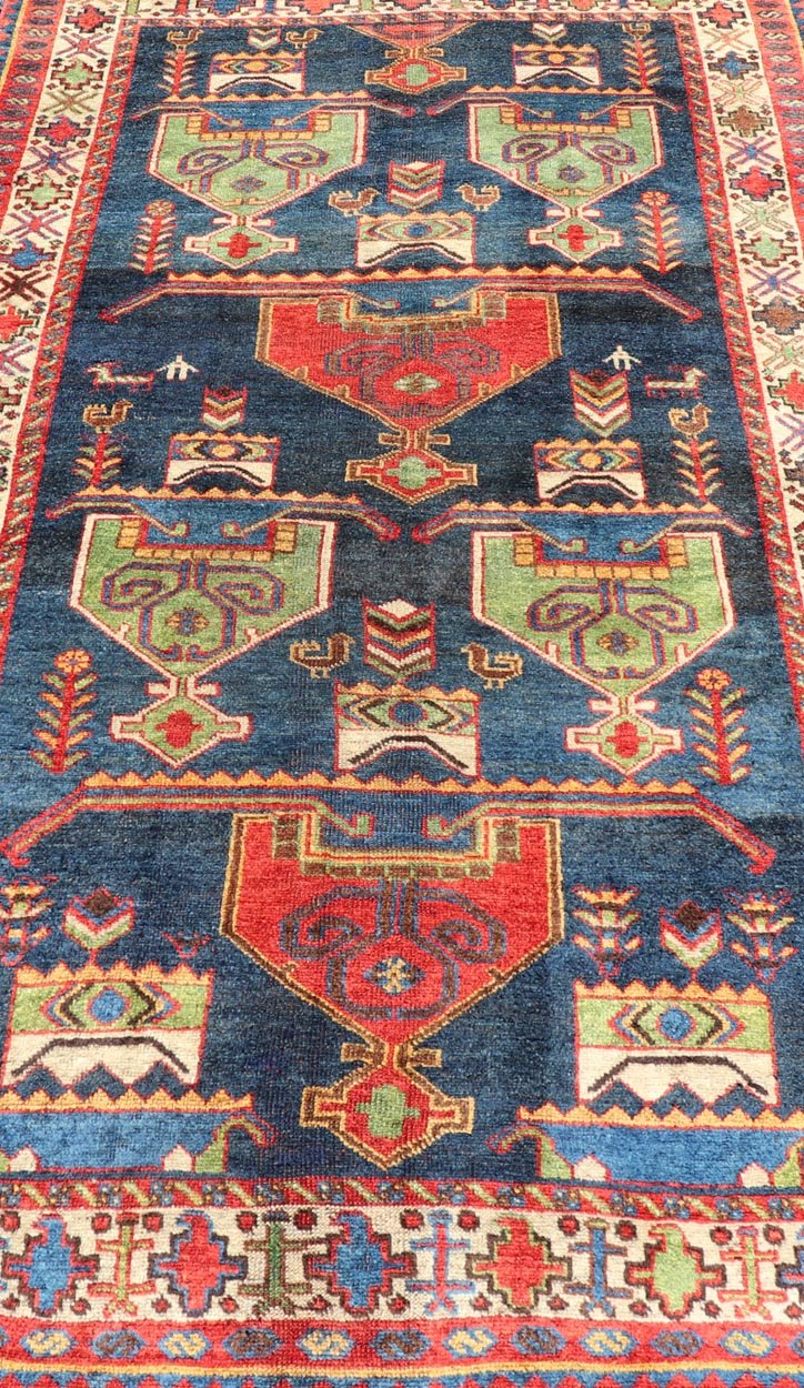 Colorful Antique Persian Lori Rug with All - Over Geometric Tribal Design Lori antique Persian in multi - colors with large scale all - over geometric tribal design, Keivan Woven Arts / rug EMB - 9569 - P13068, country of origin / type: Iran / lori, c... - Keivan Woven ArtsEMB - 9569 - P13068 - 14946Rug