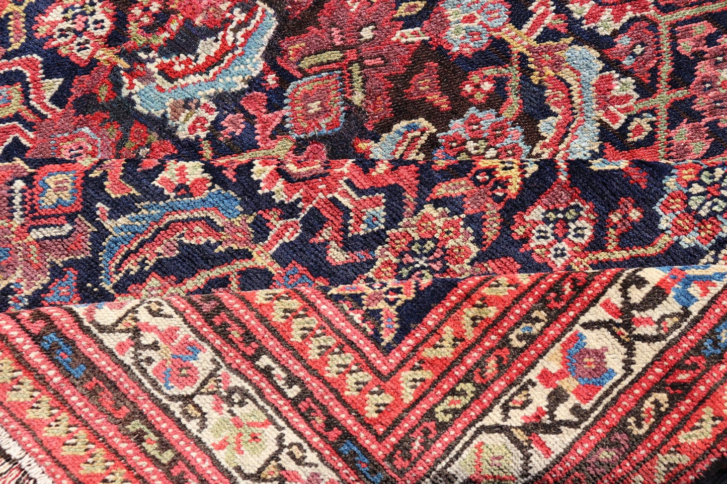 Antique Persian Malayer Rug with All over Herati Design Measures: 5'0 x 10'0 Fine weave Antique Persian Malayer Rug with All over Herati Design in Blue's and Red's. Country of origin: Iran; Type: Malayer; Design: All - Over, Herati; Keiva... - Keivan Woven ArtsEMB - 9579 - 13881 - 15140Rug