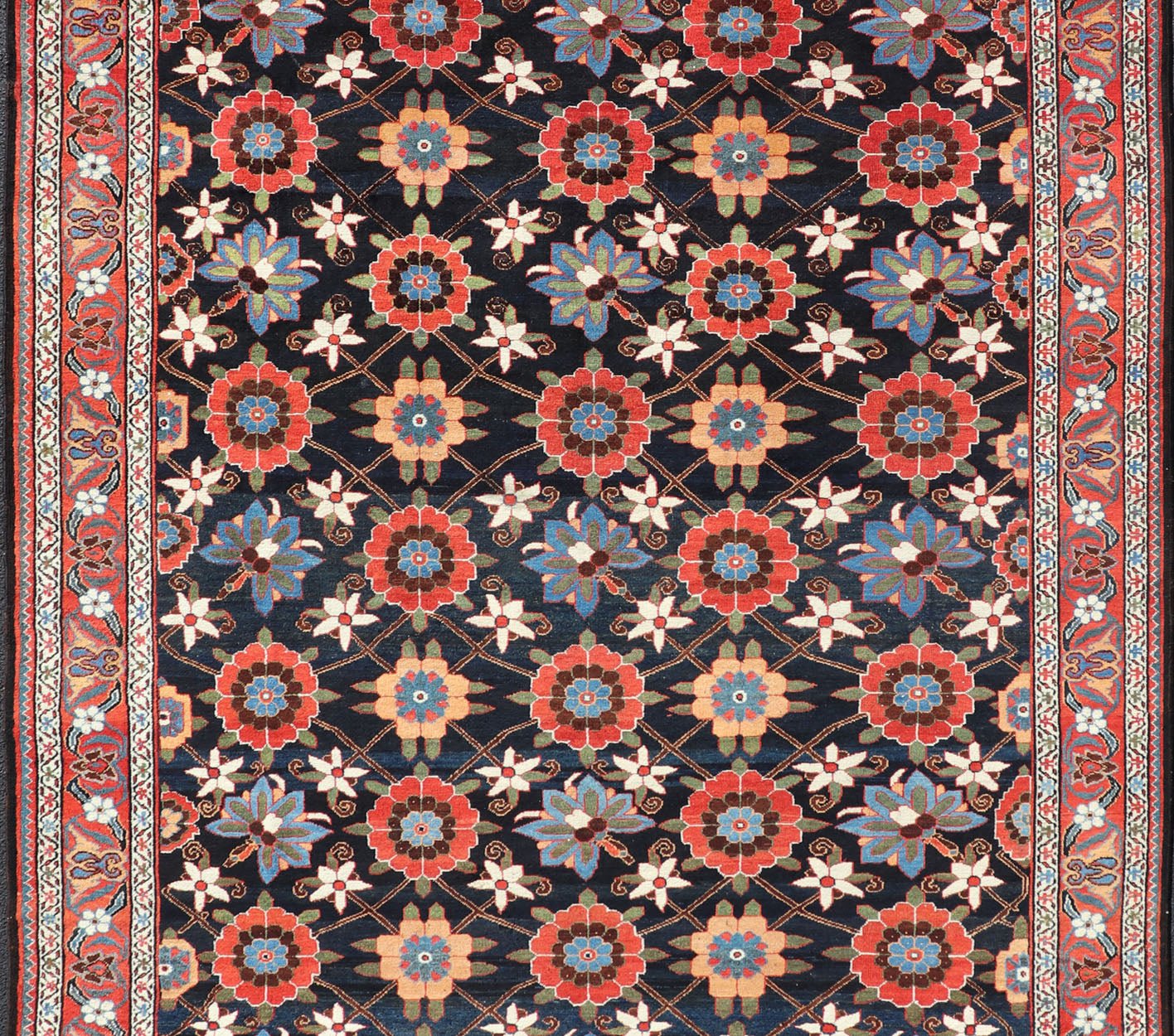 Wool Hand Knotted Antique Persian Gallery Bakhitari Rug in All - Over Floral Design Antique Bakhtiari rug in All - Over flower design hand knotted wool gallery rug in multi colors. Keivan Woven Arts / rug EMB - 9581 - P13887, origin / type: Iran / Bakh... - Keivan Woven ArtsEMB - 9581 - P13887 - 15152Rug