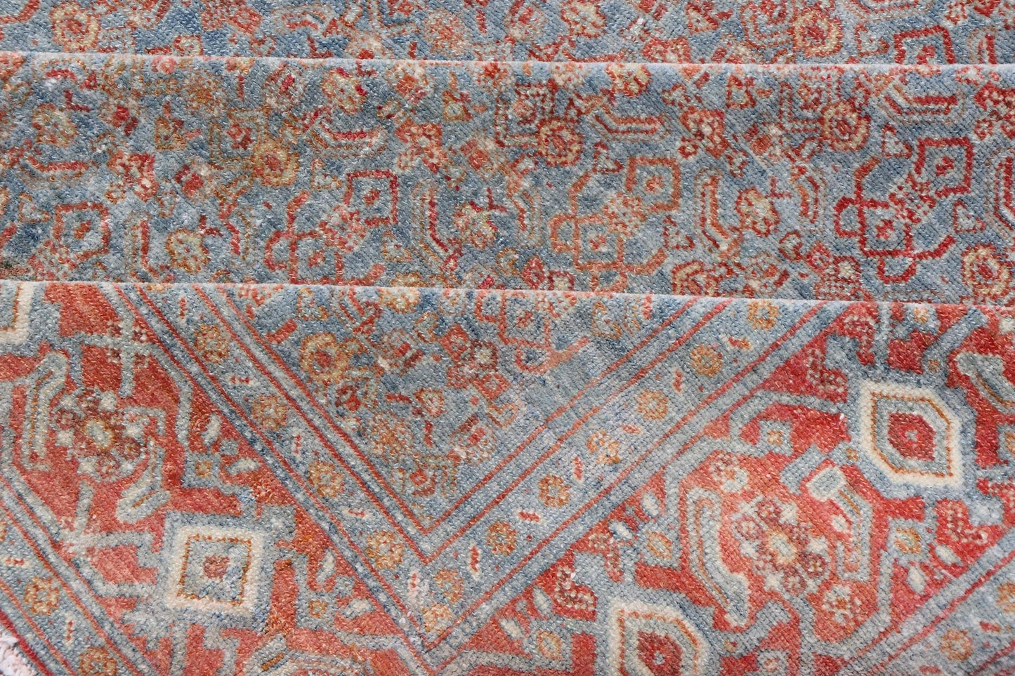 Hand - Knotted Antique Persian Long Gallery Senneh in Wool with All - Over Design This antique Persian long gallery Senneh rug has been hand - knotted in wool. The rug features an all - over sub - geometric design, set upon a blue background. The rug has ... - Keivan Woven ArtsEMB - 9582 - P13876 - 15158Rug
