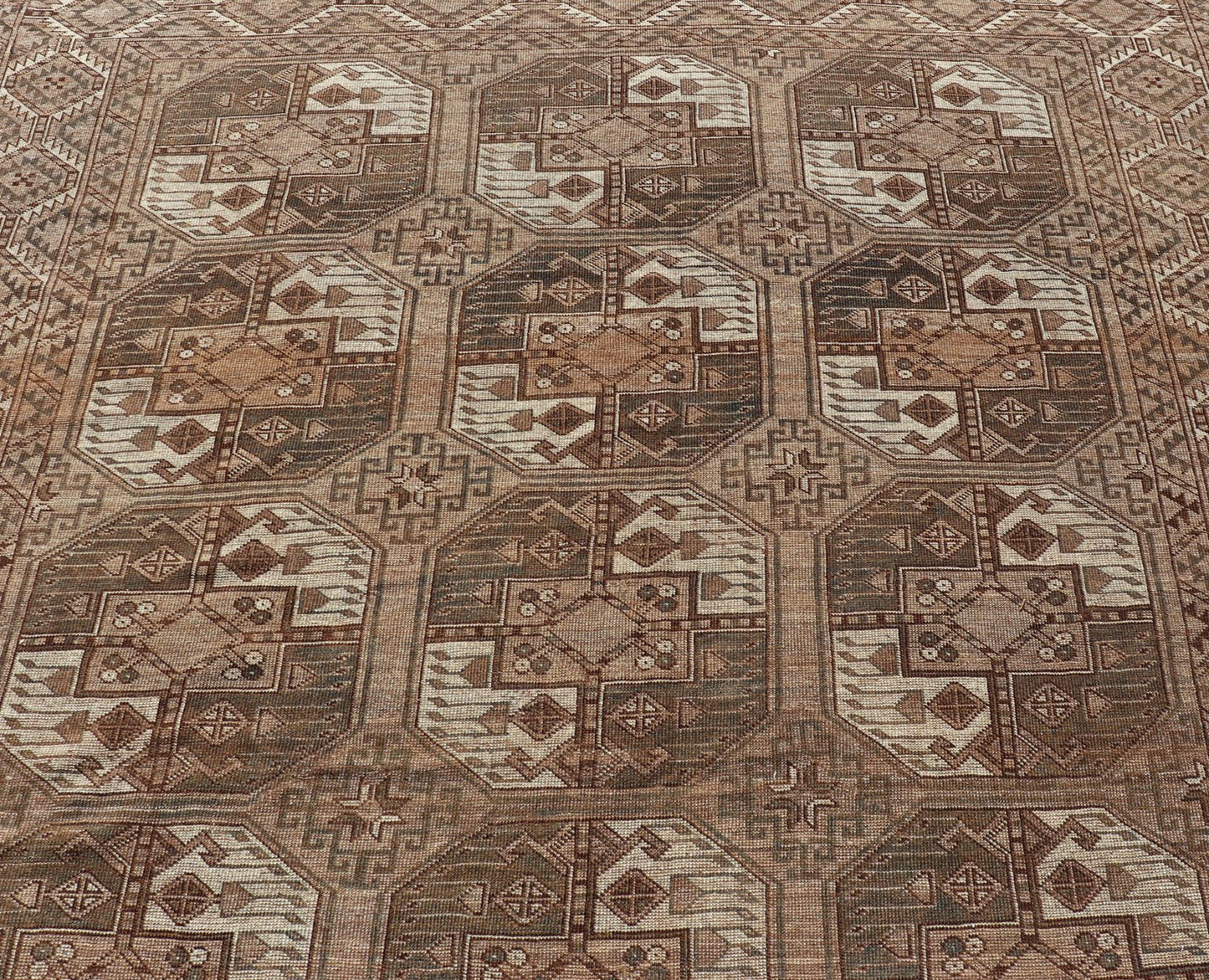 Hand - Knotted Turkomen Ersari Rug in Wool with All - Over Sub - Geometric Gul Design This Ersari rug has been hand - knotted in the finest wool. The rug features an all - over sub - geometric repeating Gul design throughout the entirety of the rug, enclos... - Keivan Woven ArtsEMB - 9650 - P13544 - 16109Rug