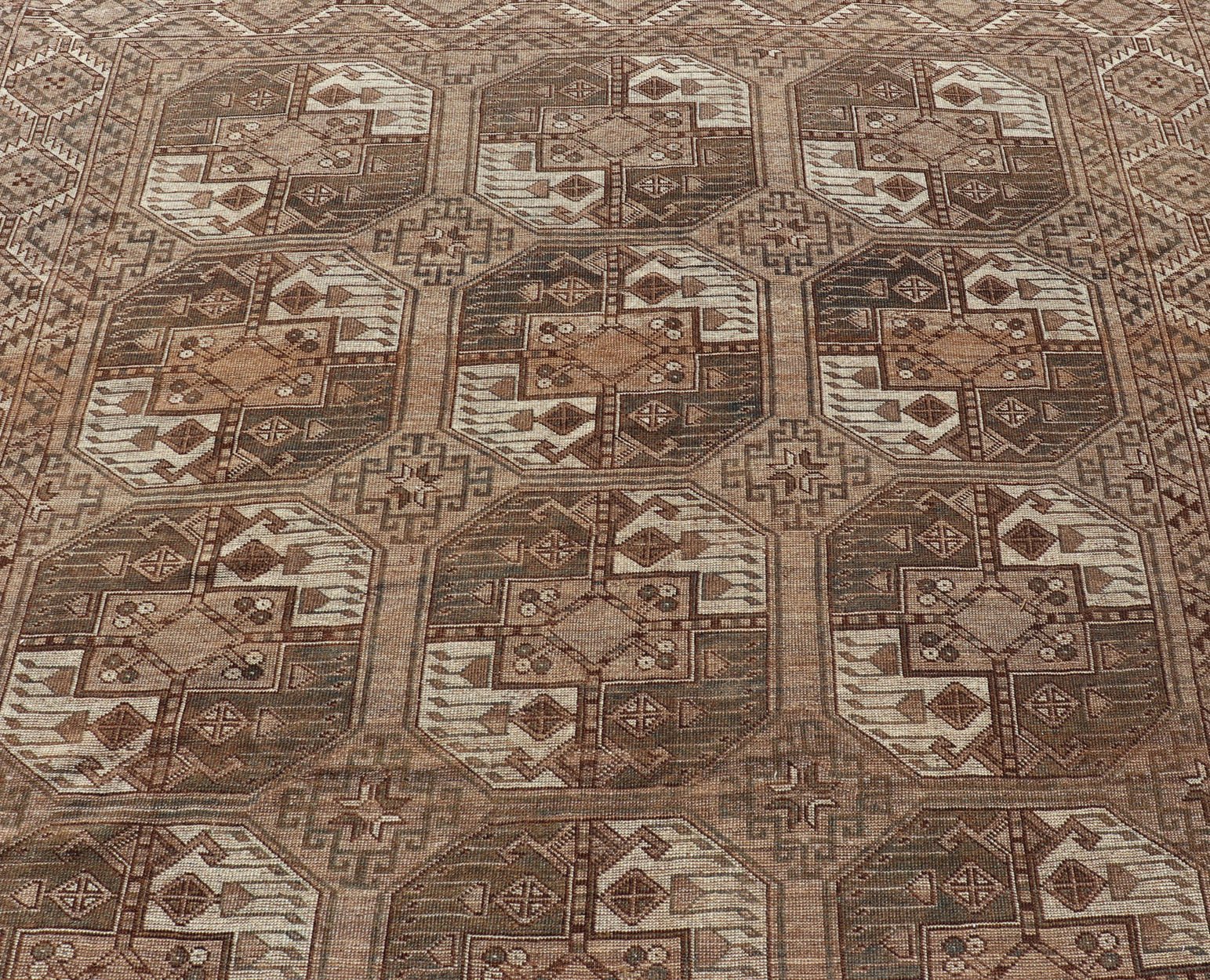 Hand - Knotted Turkomen Ersari Rug in Wool with All - Over Sub - Geometric Gul Design This Ersari rug has been hand - knotted in the finest wool. The rug features an all - over sub - geometric repeating Gul design throughout the entirety of the rug, enclos... - Keivan Woven ArtsEMB - 9650 - P13544 - 16109Rug