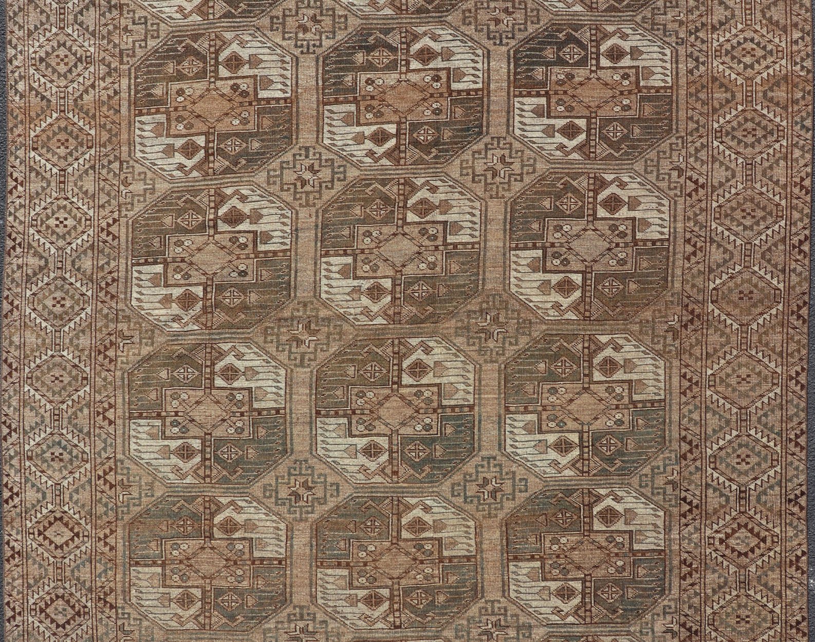 Hand - Knotted Turkomen Ersari Rug in Wool with All - Over Sub - Geometric Gul Design This Ersari rug has been hand - knotted in the finest wool. The rug features an all - over sub - geometric repeating Gul design throughout the entirety of the rug, enclos... - Keivan Woven ArtsEMB - 9650 - P13544 - 16109Rug