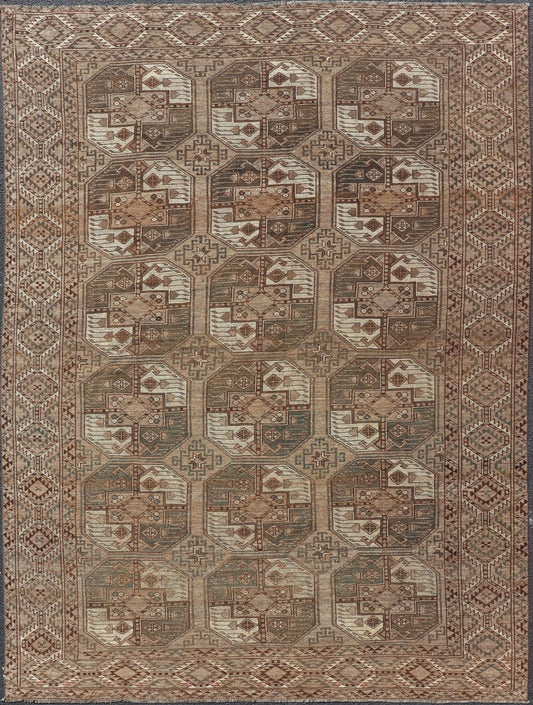 Hand - Knotted Turkomen Ersari Rug in Wool with All - Over Sub - Geometric Gul Design This Ersari rug has been hand - knotted in the finest wool. The rug features an all - over sub - geometric repeating Gul design throughout the entirety of the rug, enclos... - Keivan Woven ArtsEMB - 9650 - P13544 - 16109Rug