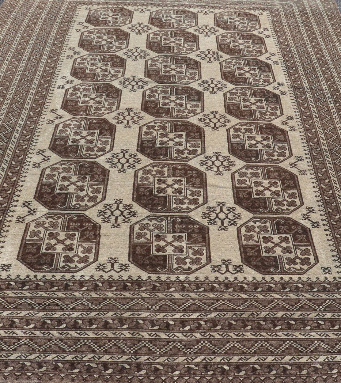 Vintage Turkomen Ersari Rug in Wool with All - Over Repeating Gul Design Hand - Knotted Ersari Rug with All - Over Sub - Geometric Repeating Gul Design, Keivan Woven Arts; rug EMB - 9652 - P13542, country of origin / type: Turkestan / Ersari, circa 1940s. ... - Keivan Woven ArtsEMB - 9652 - P13542 - 16121Rug