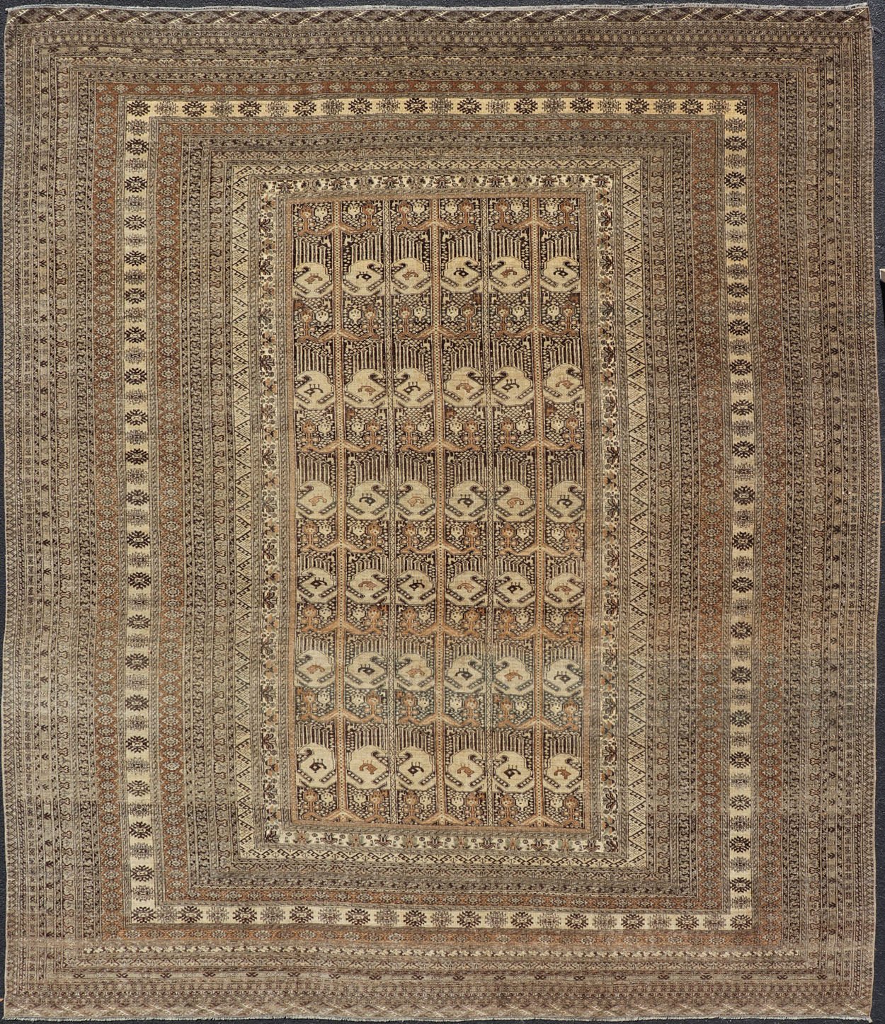 Hand - Knotted Turkomen Ersari Rug in Wool with All - Over Tribal Beluch Design This Ersari rug has been hand - knotted in the finest wool. The rug features a repeating derivative of a tribal beluch design throughout the entirety of the rug, enclose... - Keivan Woven ArtsEMB - 9655 - P13594 - 16133Rug