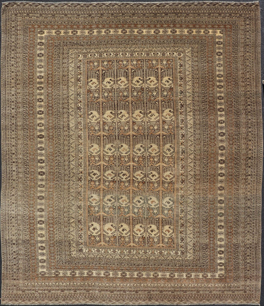 Hand - Knotted Turkomen Ersari Rug in Wool with All - Over Tribal Beluch Design This Ersari rug has been hand - knotted in the finest wool. The rug features a repeating derivative of a tribal beluch design throughout the entirety of the rug, enclose... - Keivan Woven ArtsEMB - 9655 - P13594 - 16133Rug