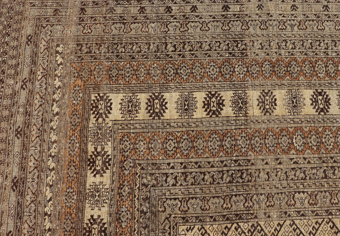 Hand - Knotted Turkomen Ersari Rug in Wool with All - Over Tribal Beluch Design This Ersari rug has been hand - knotted in the finest wool. The rug features a repeating derivative of a tribal beluch design throughout the entirety of the rug, enclose... - Keivan Woven ArtsEMB - 9655 - P13594 - 16133Rug
