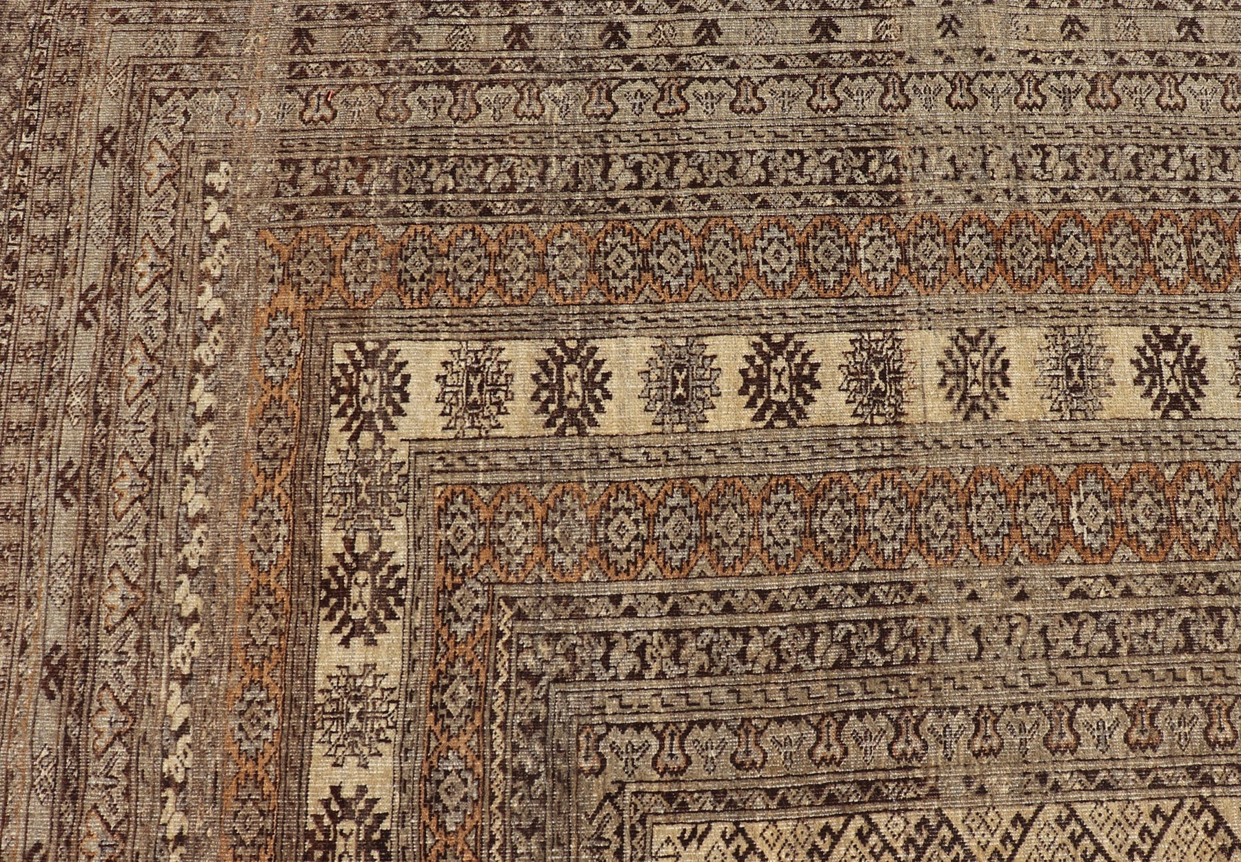 Hand - Knotted Turkomen Ersari Rug in Wool with All - Over Tribal Beluch Design This Ersari rug has been hand - knotted in the finest wool. The rug features a repeating derivative of a tribal beluch design throughout the entirety of the rug, enclose... - Keivan Woven ArtsEMB - 9655 - P13594 - 16133Rug