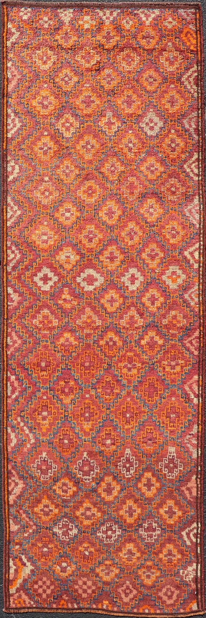 Antique Hand - Knotted Baluch Runner with All - Over Sub - Geometric Diamond Design This Antique Baluch Runner has been hand - knotted and features an impressive all - over sub - geometric diamond design replete in multicolor. The rug is enclosed within a ... - Keivan Woven ArtsEMB - 9666B - P13556 - 17098Rug