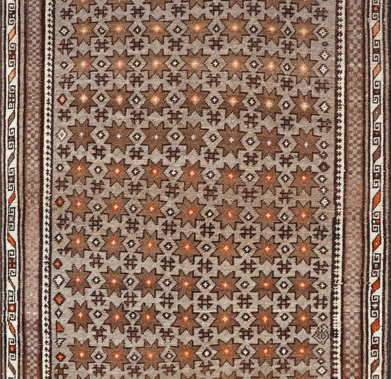 Antique Baluch Tribal Rug with All - Over Geometric Diamond Design on A Gray Ground. Keivan Woven Arts, rug EMB - 9677 - P13563; country of origin / type: Iran / Baluch, circa 1930s. This Antique Baluch Rug has been hand - knotted and features an impres... - Keivan Woven ArtsEMB - 9677 - P13563 - 16235Rug