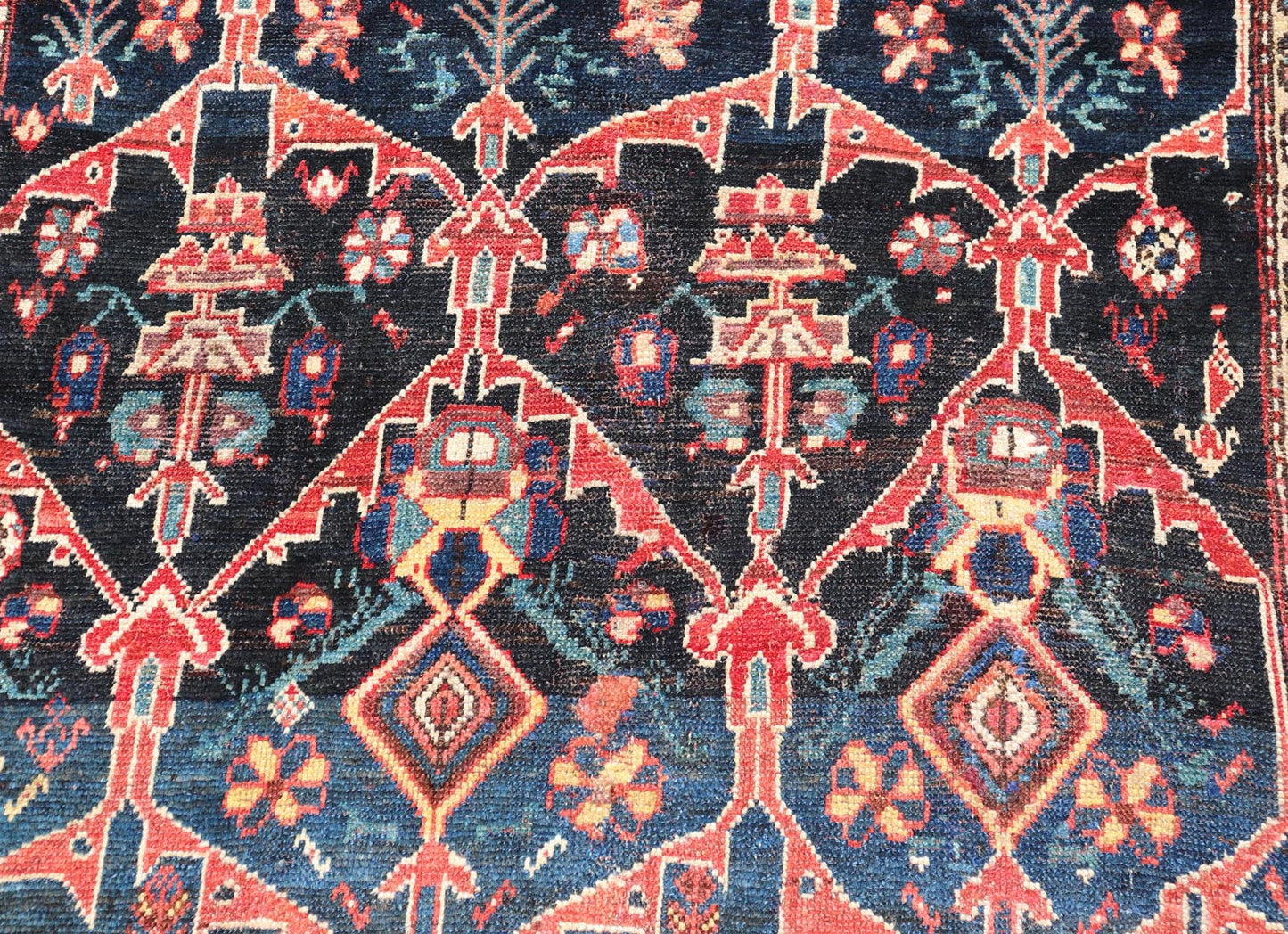 Antique Persian Bakhitari Colorful Rug with All - Over Floral Medallion Design. Keivan Woven Arts: rug EMB - 9695 - 13820; Antique Persian Rug, Antique Persian Antique Persian Floral Rug, Antique Bakhtiari. Measures: 4'8 x 8'4 This woven art features... - Keivan Woven ArtsEMBC - 9695 - 13820 - 16528Rug