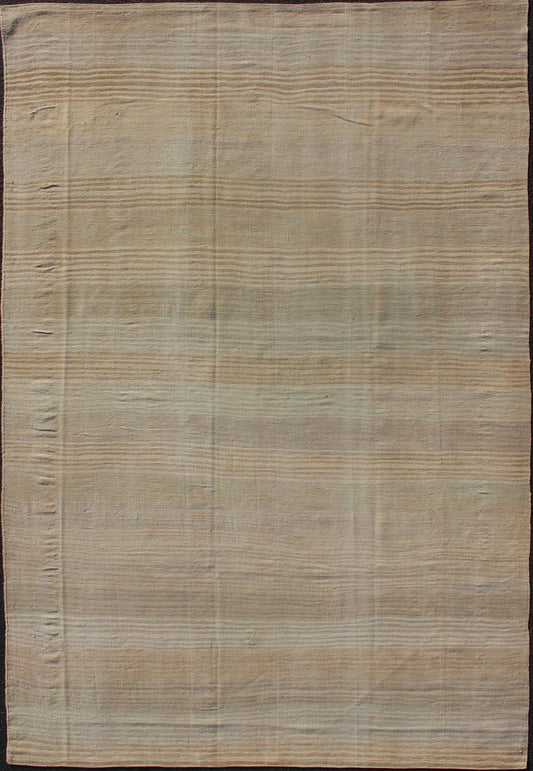 Turkish Vintage Kilim Rug with in Tan, Taupe and Earth Tones Turkish Kilim rug in stripe in earth tones of tan, taupe, browns. . Keivan Woven Arts / en - 09 country of origin / type: Turkey / Kilim, circa mid - 20th century. This vintage Kilim (cir... - Keivan Woven ArtsEN - 09 - 12371Rug