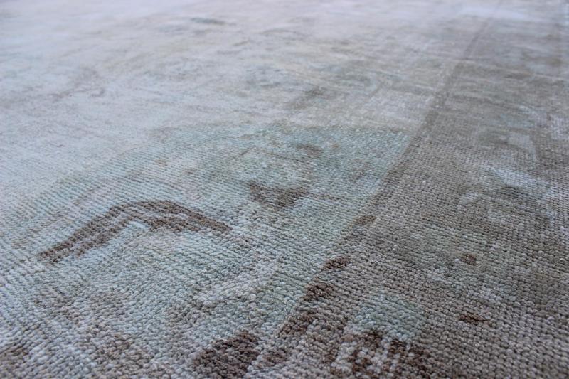 Muted Layered Medallion Vintage Turkish Oushak Rug in Taupe, Lt Blue, and Brown Muted medallion sub - geometric vintage Turkish Oushak tug in taupe, light blue, brown, Keivan Woven Arts / rug EN - 1057, country of origin / type: Turkey / Oushak, ci... - Keivan Woven ArtsEN - 1057 - 6616Rug