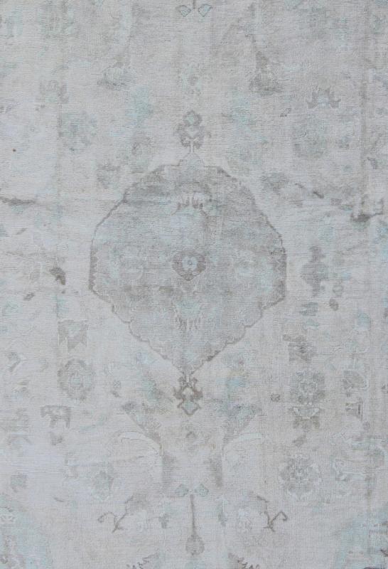 Muted Layered Medallion Vintage Turkish Oushak Rug in Taupe, Lt Blue, and Brown Muted medallion sub - geometric vintage Turkish Oushak tug in taupe, light blue, brown, Keivan Woven Arts / rug EN - 1057, country of origin / type: Turkey / Oushak, ci... - Keivan Woven ArtsEN - 1057 - 6616Rug
