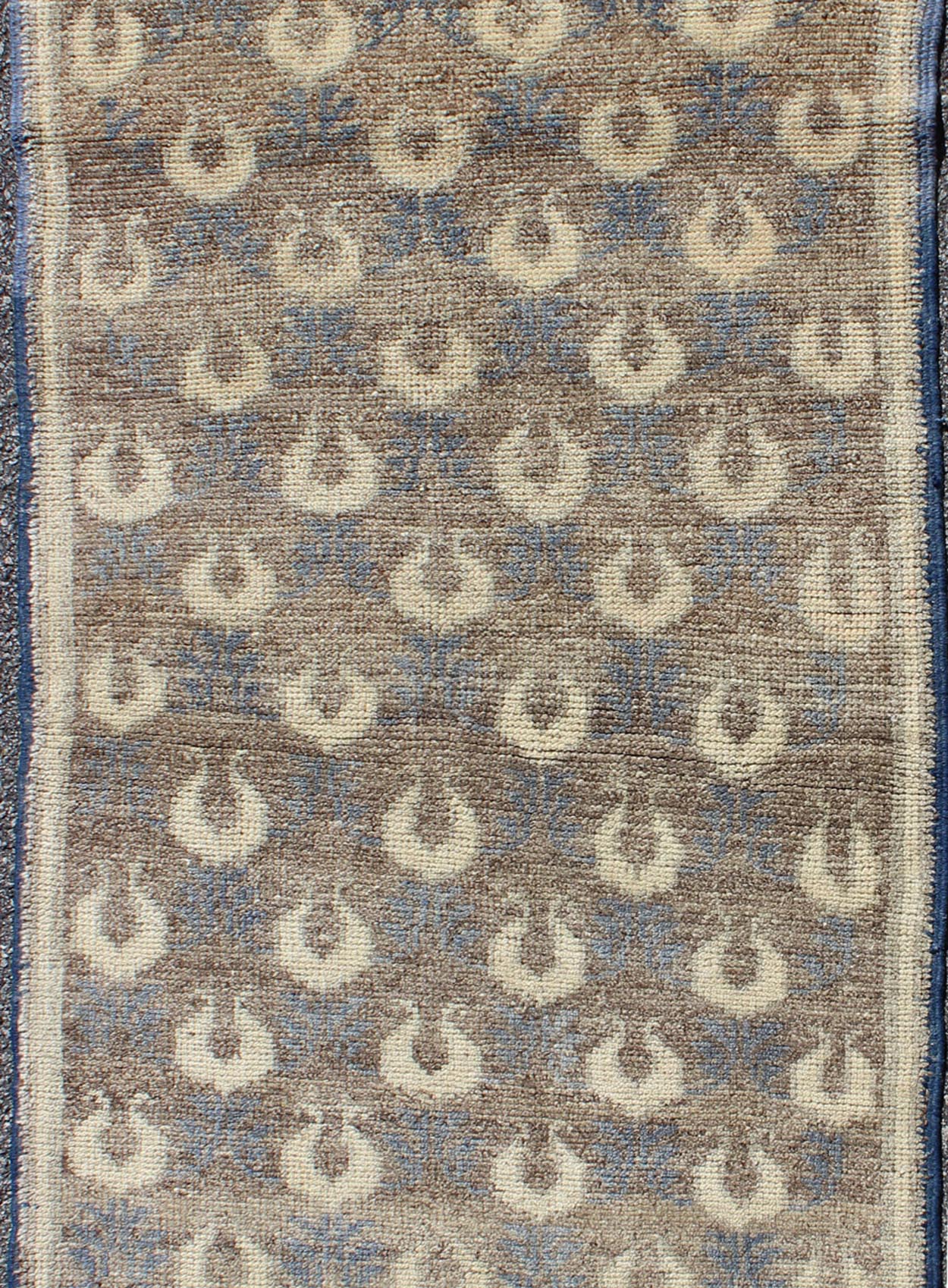 Light Brown, Gray - Blue, and Cream Turkish Tulu Vintage Rug with Latticework kwarugs Light brown, gray - blue, and cream Turkish Tulu vintage rug with latticework, rug en - 112175, country of origin / type: Turkey / Tulu, circa 1940s This vint... - Keivan Woven ArtsEN - 112175 - 2758Rug