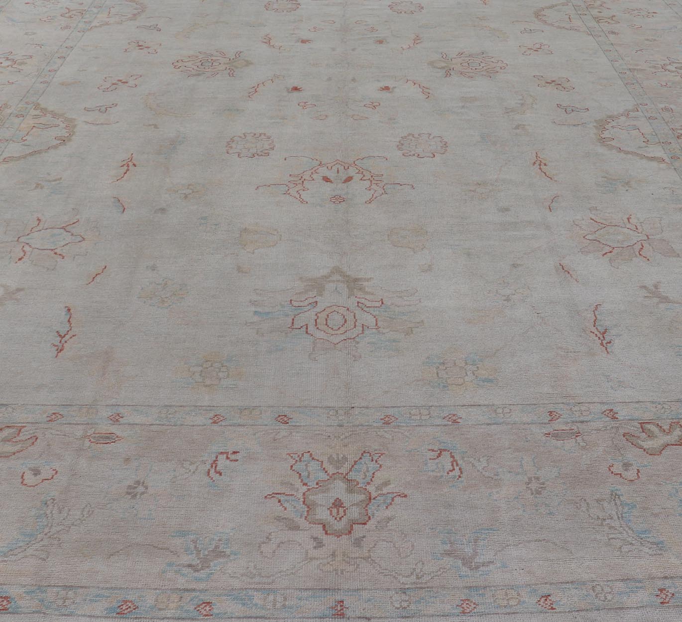 Large Turkish Oushak Rug with Pastel Colors and All - Over Floral Design Large Turkish Oushak Rug, Keivan Woven Arts / rug EN - 115175, country of origin / type: Turkey / Oushak, circa Late - 20th Century. Measures: 13'7 x 18'8. This vin... - Keivan Woven ArtsEN - 115175 - 2053Rug