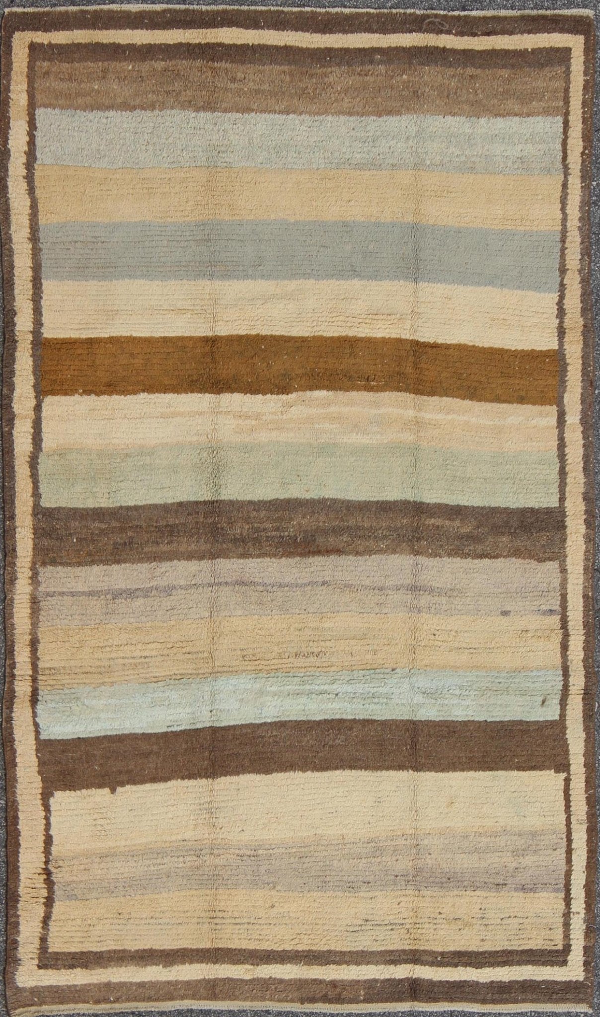 Vintage Tulu Rug with Multiple Bands of Colors This unique Tulu carpet bears a beautiful display of multiple bands in various colors enclosed by a simple border. Measures: 5'9 x 9'8. - Keivan Woven ArtsEN - 115878 - 2097Rug