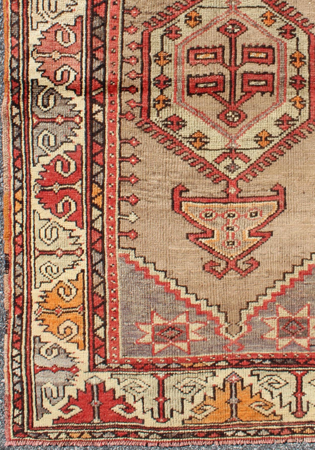 Colorful Vintage Turkish Oushak Rug With Geometric Design Colorful Vintage Turkish Oushak Rug With Geometric Design. Oushak vintage Rug with Geometric Tribal Motifs, Keivan Woven Arts, rug/EN - 123977 origin/turkey, hand knotted wool rug. ... - Keivan Woven ArtsEN - 123977 - 6620Rug