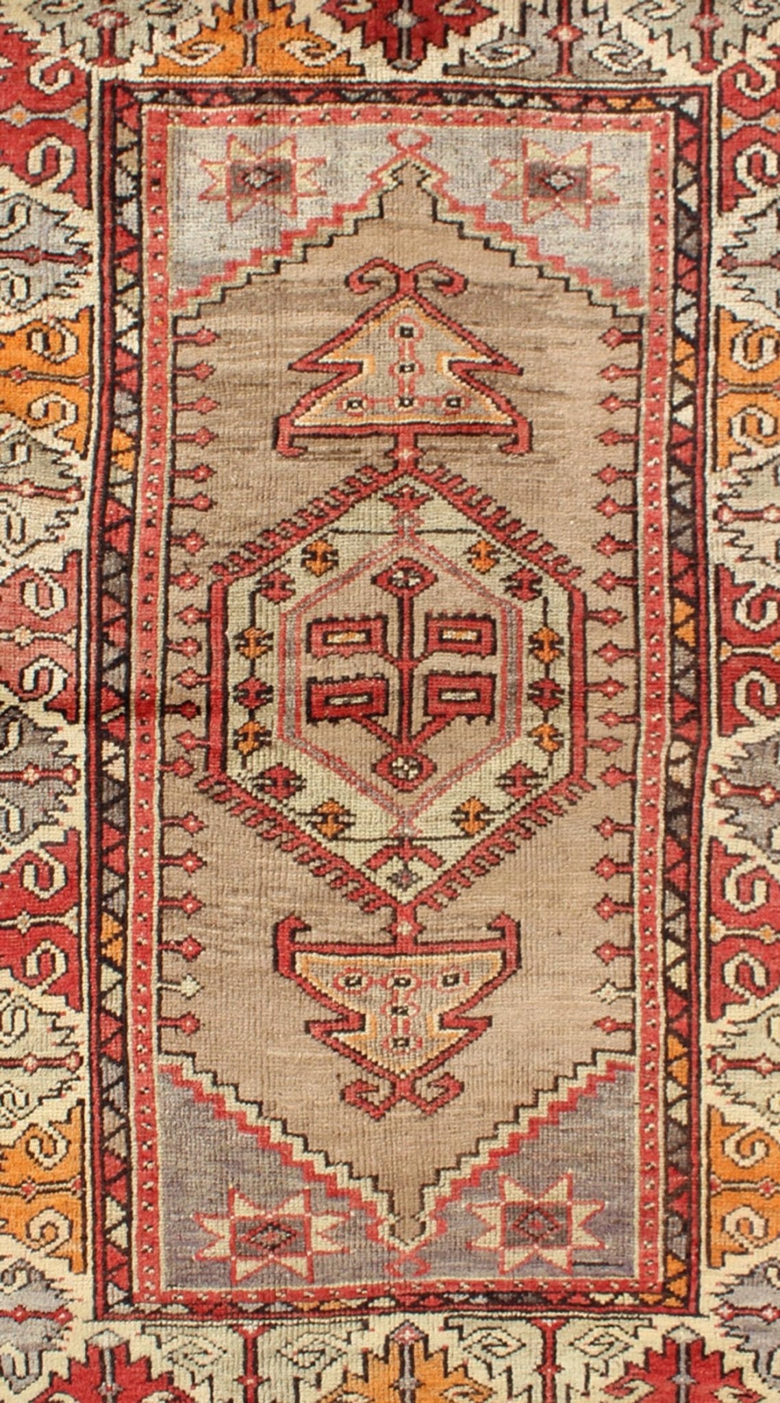 Colorful Vintage Turkish Oushak Rug With Geometric Design Colorful Vintage Turkish Oushak Rug With Geometric Design. Oushak vintage Rug with Geometric Tribal Motifs, Keivan Woven Arts, rug/EN - 123977 origin/turkey, hand knotted wool rug. ... - Keivan Woven ArtsEN - 123977 - 6620Rug