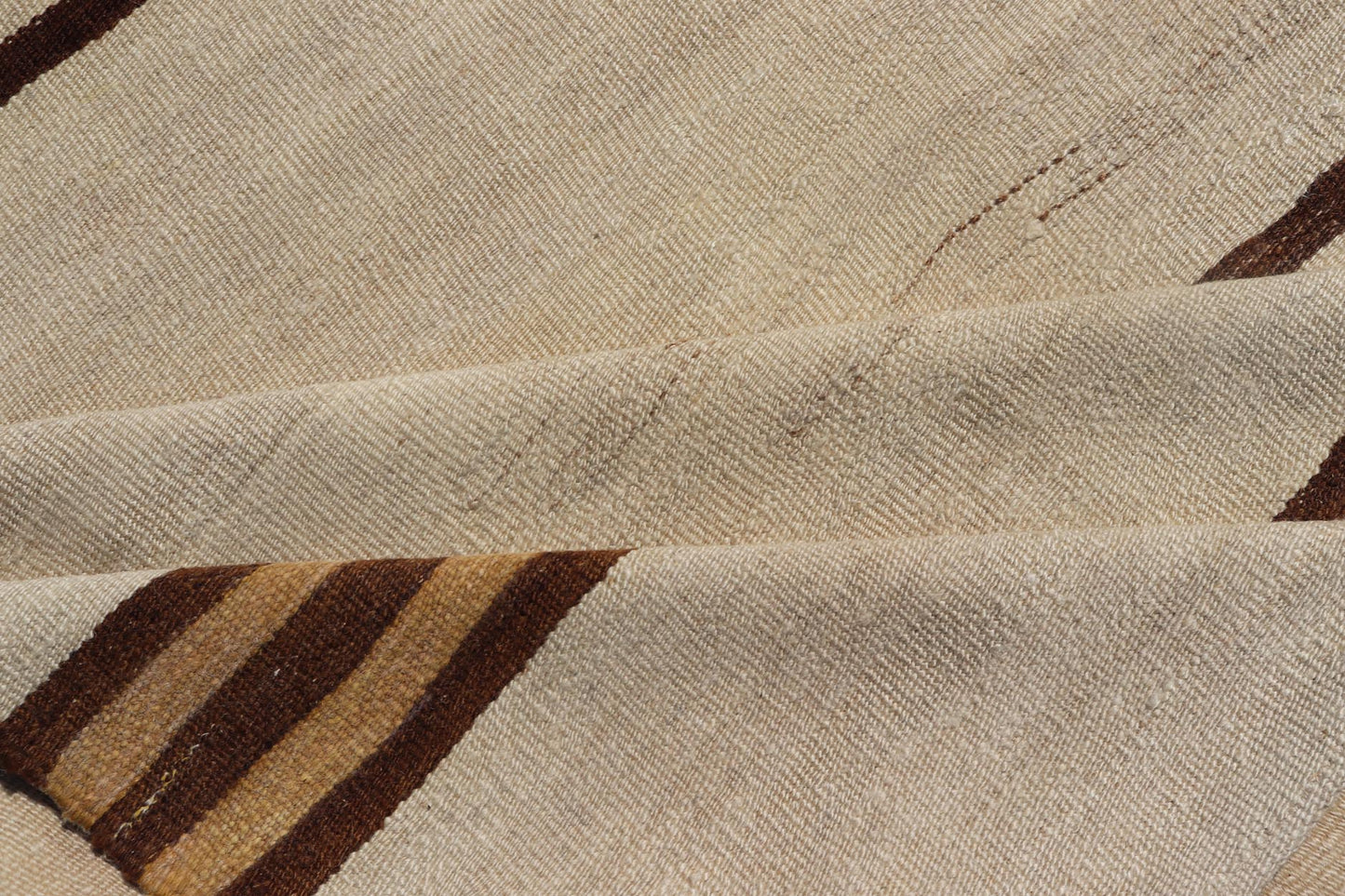 Large Vintage Flat - Woven Turkish Paneled Kilim Rug in Wool with Stripe Design This flat - weave tribal Turkish kilim has been hand - woven in wool. The rug features an sub - geometric striped design, and is rendered earthy tones; making this rug a su... - Keivan Woven ArtsEN - 13113 - 178719 - 178838 - 19748