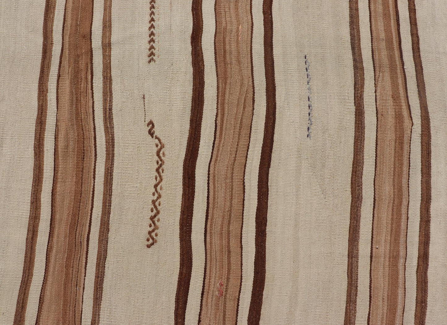 Large Vintage Flat - Woven Turkish Paneled Kilim Rug in Wool with Stripe Design This flat - weave tribal Turkish kilim has been hand - woven in wool. The rug features an sub - geometric striped design, and is rendered earthy tones; making this rug a su... - Keivan Woven ArtsEN - 13113 - 178719 - 178838 - 19748