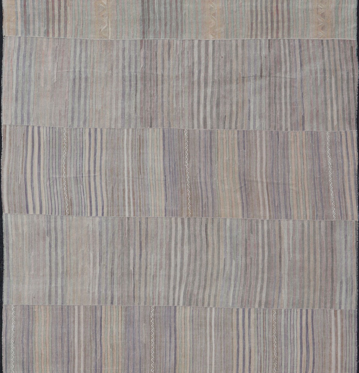 Vintage Hand Woven Turkish Paneled Kilim Vintage Rug in Earthy Tones. Measures: 10'0 x 15'0 Vintage Hand Woven Turkish Paneled Kilim Vintage Rug in Muted Colors. Keivan Woven Arts / rug EN - 13119 country of origin / type: Turkey / Kilim, cir... - Keivan Woven ArtsEN - 13119 - 21609Rug