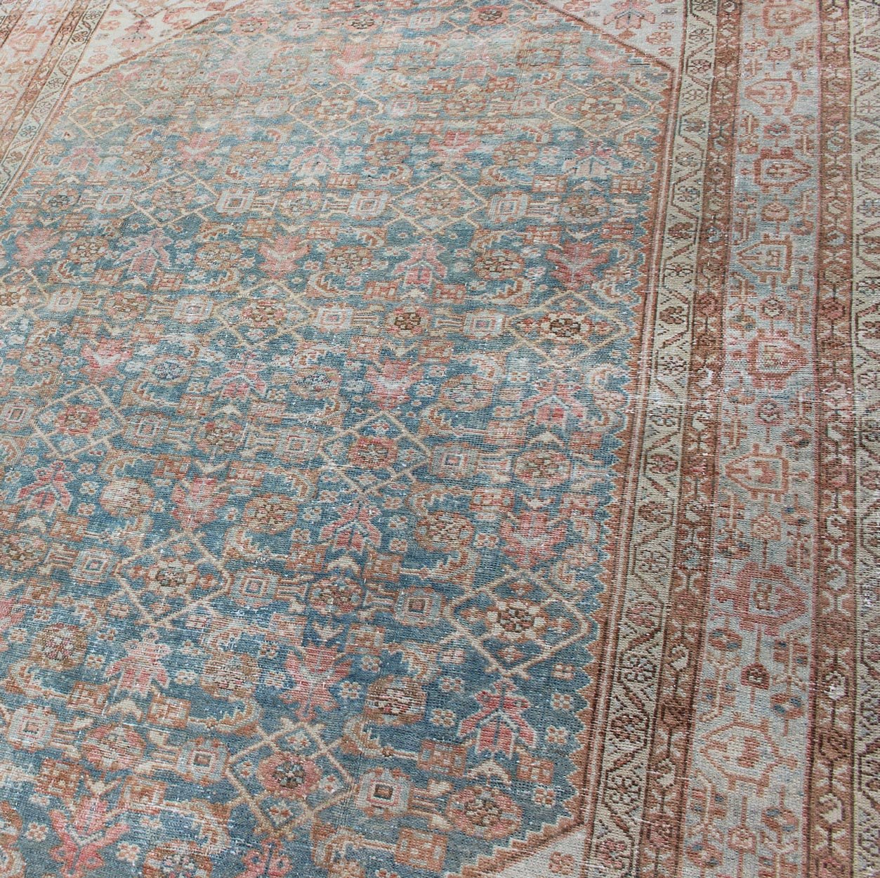 Antique Malayer Carpet with All - Over Design in Blue Gray Tones Persian rug in light blue and pink tones, rug en - 1319, country of origin / type: Iran / Malayer, circa 1920 This beautiful antique Malayer rug features a central field adorned... - Keivan Woven ArtsEN - 1319 - 11375Rug
