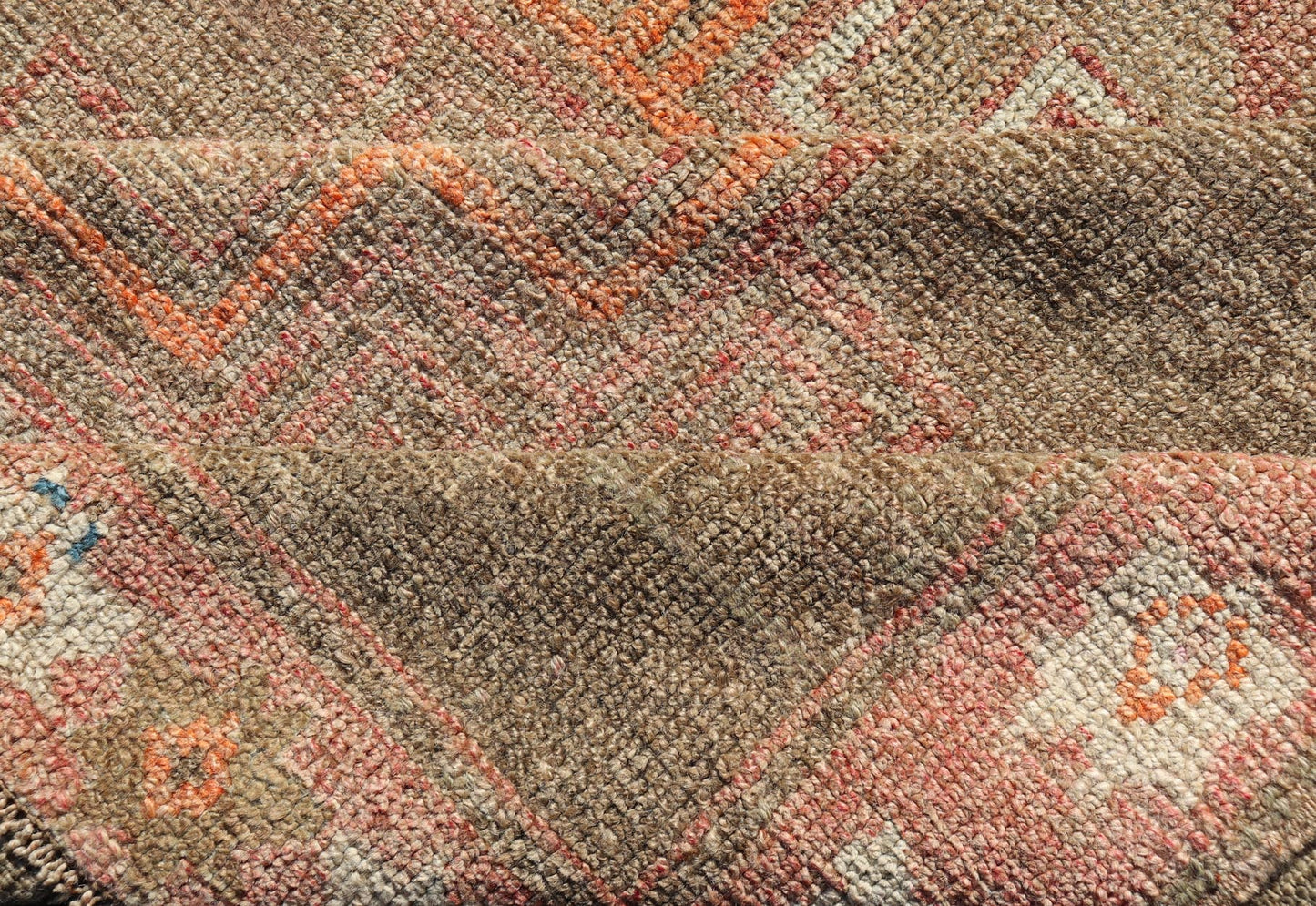 Turkish Kars Gallery Runner with Large Medallions in Red, Brown, Taupe, Tan Vintage Hand Knotted Kars Gallery runner from Turkey with Medallion design in various tones of red, orange taupe. and brown. Keivan Woven Arts / rug EN - 13243, country of... - Keivan Woven ArtsEN - 13243 - 18704