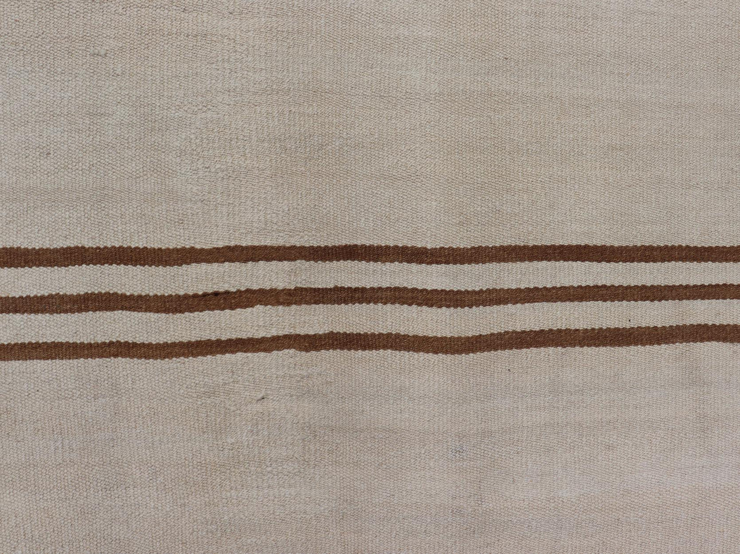 Flat - Weave Kilim Vintage Rug Turkey with Horizontal Stripes in Ivory & Brown. Keivan Woven Arts / rug EN - 13711, country of origin / type: Turkey / Kilim, circa 1950 Measures: 4'10 x 5'9 This vintage flat - woven Kilim features a minimalist design ... - Keivan Woven ArtsEN - 13711 - 23912Rug