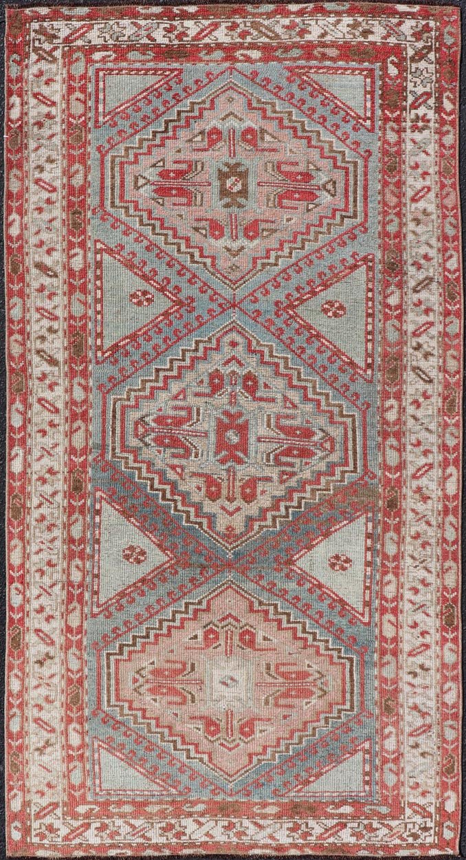 Antique Hand - Knotted Persian Kurdish Rug in Wool with Medallion Design This antique Persian Kurdish rug has been hand - knotted in wool and features a sub - geometric medallion design rendered in multicolor. A complementary, multi - tiered border enc... - Keivan Woven ArtsEN - 13903 - 19652