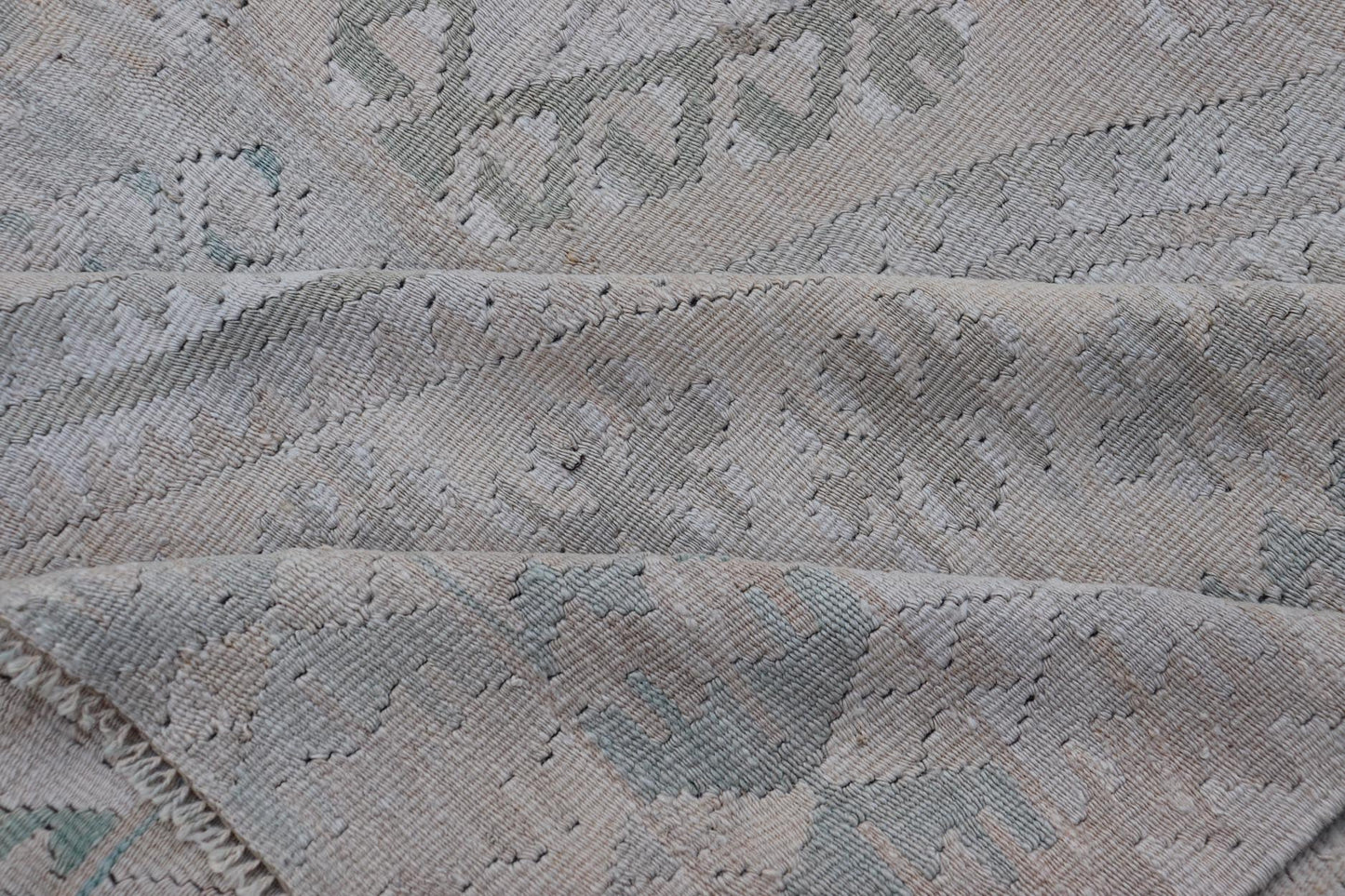 Vintage Hand - Woven Turkish Kilim in Wool with Medallion Sub - Geometric Design This flat - weave tribal Turkish kilim has been hand - woven in wool. The rug features an all - over sub - geometric medallion design, rendered in greens, blues and neutra... - Keivan Woven ArtsEN - 13963 - 19496