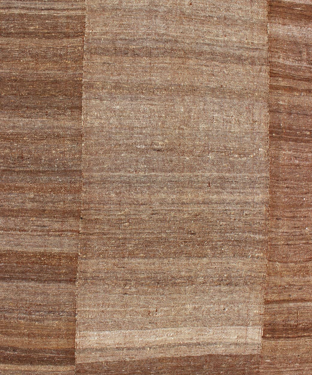Large Hand Woven Flat Weave Kilim in Six Panels of Dark Brown, Light Brown, Taupe & Khaki. Large Hand Woven Vintage Kilim in Six Panels. Keivan Woven Arts / Rug / EN - 140470. Large vintage Flat weave. Measures: 11'7 x 16'8 Six panel... - Keivan Woven ArtsEN - 140470 - 5670Rug