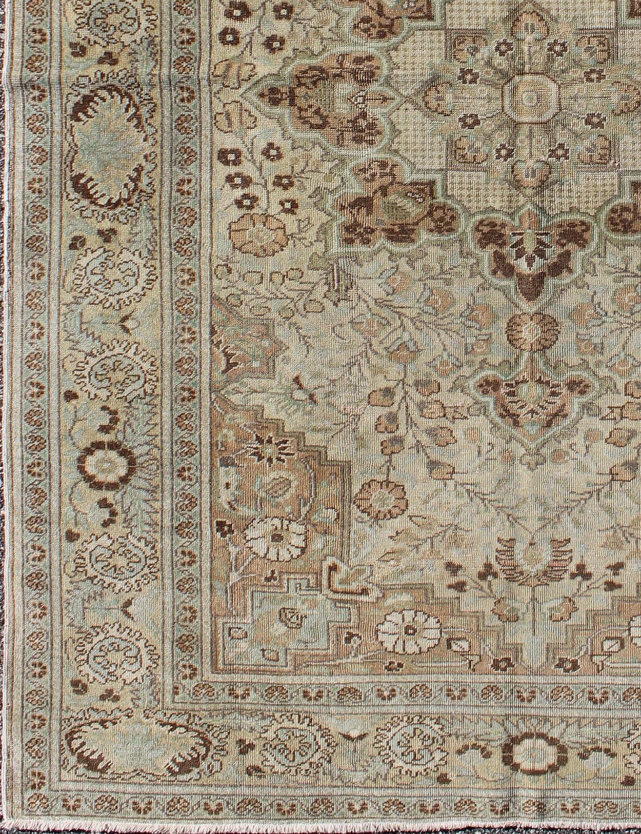 Fine and Ornate floral medallion vintage Turkish Sivas rug in blue, brown, cream tones, rug en - 140592, country of origin / type: Turkey / Sivas, circa 1930. This sublime and enchanting vintage rug, a gorgeous Sivas rug made in Turkey during the ... - Keivan Woven ArtsEN - 140592 - 6380Rug
