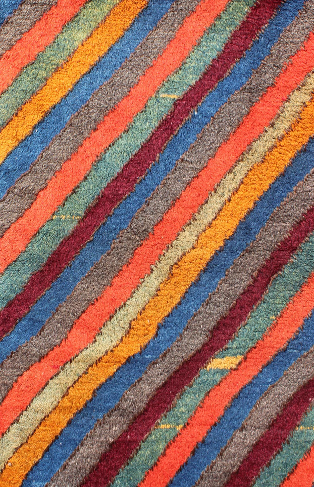 Colorful Vintage small Tulu rug. Vintage Turkish Tulu Rug with Horizontal Stripes, Keivan Woven Arts/ rug#EN - 140719 , origin/Turkey, Vintage Wool Tulu, vintage Moroccan rug, stripe Moroccan. Measures: 2'11 x 4'10. This unique Tulu carpet... - Keivan Woven ArtsEN - 140719 - 6005Rug
