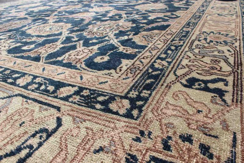 Turkish Carpet with Deep Navy Background and Lovely Botanical Motifs Deep Navy Blue Vintage Turkish Rug rug/en - 140898, origin/turkey kwarugs This Turkish rug contains subtle tones of light pink, lavender, and cream, which are highlight... - Keivan Woven ArtsEN - 140898 - 6652Rug