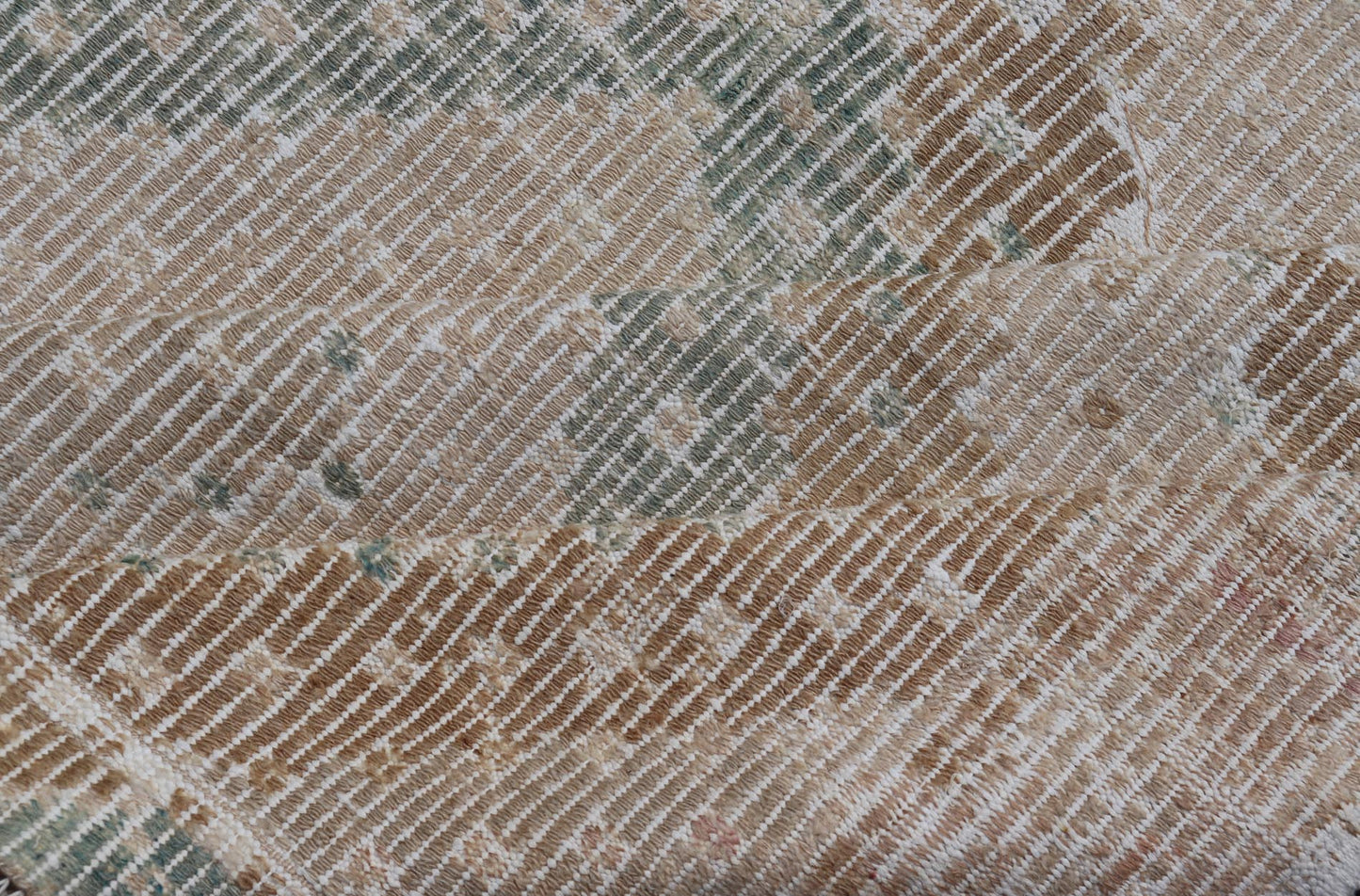 Vintage Hand - Woven Turkish Gallery Kilim Rug in Wool with Diamond Design This flat - weave tribal Turkish kilim has been hand - woven in wool. The rug features an all - over sub - geometric diamond design, and is rendered in blue and earthy tones; maki... - Keivan Woven ArtsEN - 141120 - 19838