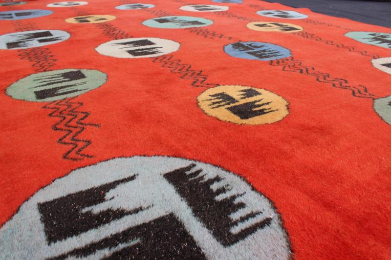 Art Deco Design Vintage Turkish Rug Designed and commissioned by the Turkish megastar, Zeki Muren, this vintage contemporary rug highlights a retro palette and sporadically spaced circle motifs. Deriving inspiration from both Zeki Murens creativ... - Keivan Woven ArtsEN - 141297 - 7195Rug