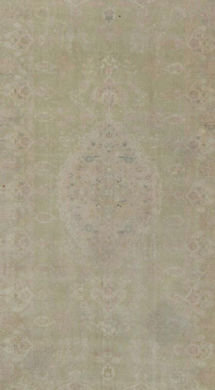 Soft Toned, Medallion Design Vintage Hand Knotted Turkish Sivas Rug in Green and Pink Ornate floral medallion vintage Turkish Sivas rug in light green, pink, tan and cream, Keivan Woven Arts / rug EN - 141690, country of origin / type: Turkey / Si... - Keivan Woven ArtsEN - 141690 - 6727Rug