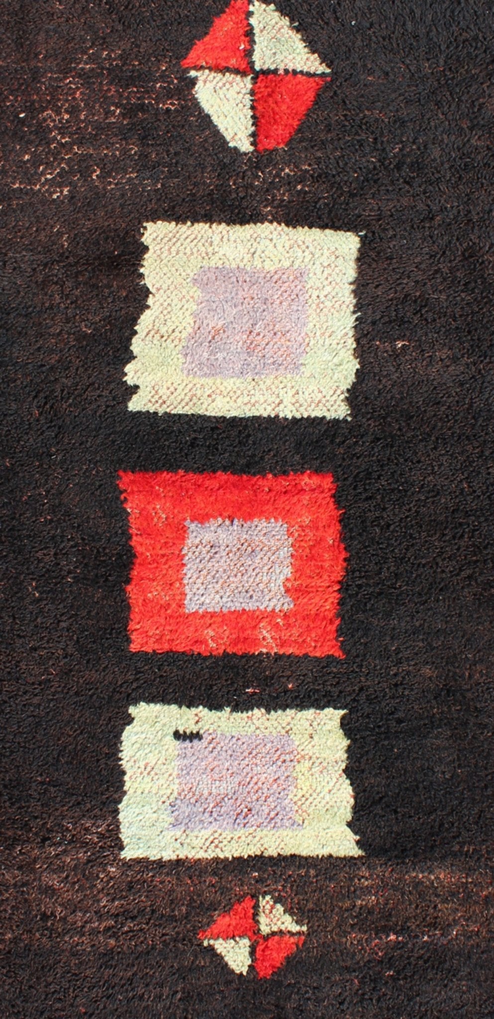 Modern Mid - 20th Century Turkish Tulu Rug with Geometric Shapes in Vivid Red, brown, yellow. rug en - 142566, country of origin / type: Turkey / Tulu, circa 1950 This vintage Tulu rug from Turkey (circa mid - 20th century) is both minimalist ... - Keivan Woven ArtsEN - 142566 - 8885Rug