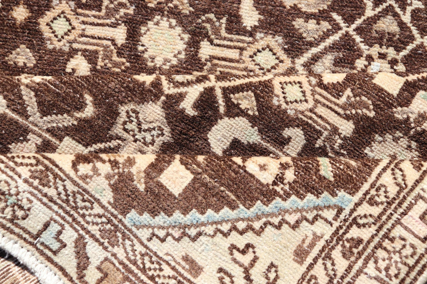 Measures: 3'3 x 9'11 Vintage Persian Mahal Runner with All - Over Herati Design. Keivan Woven Arts / rug EN - 14504, country of origin / type: Iran / Mahal, circa 1940 This Persian vintage mahal runner from mid - 20th century features a arrangemen... - Keivan Woven ArtsEN - 14504 - 18679Rug