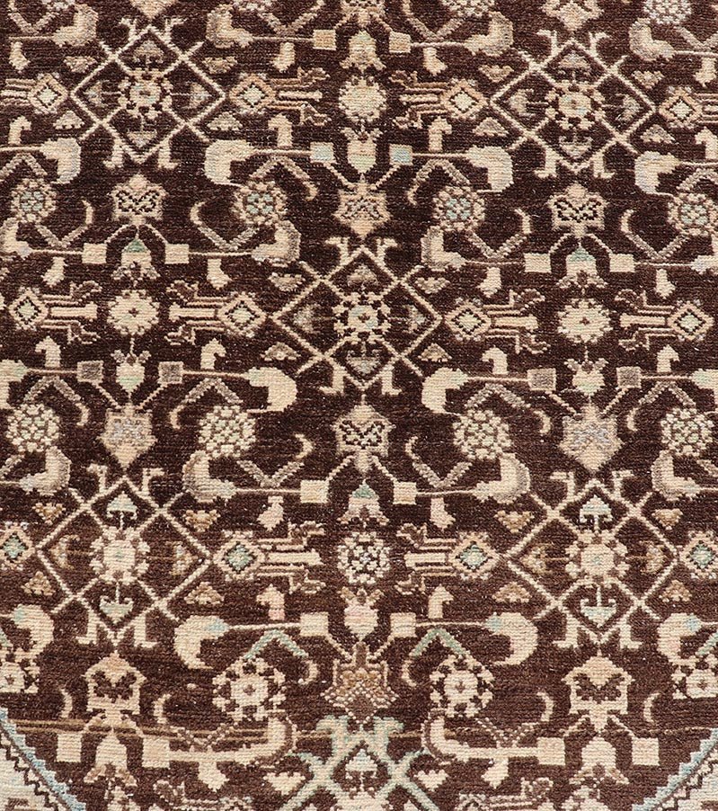 Measures: 3'3 x 9'11 Vintage Persian Mahal Runner with All - Over Herati Design. Keivan Woven Arts / rug EN - 14504, country of origin / type: Iran / Mahal, circa 1940 This Persian vintage mahal runner from mid - 20th century features a arrangemen... - Keivan Woven ArtsEN - 14504 - 18679Rug