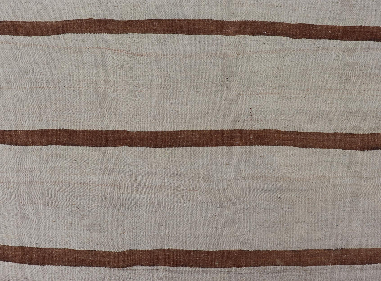 Vintage Turkish Flat - Weave Muted Colored Kilim in ivory, Brown and Light Tan. Minimalist design Kilim from Turkey, rug EN - 14585, country of origin / type: Turkey / Kilim, circa 1950 Measures: 4'8 x 7'8 This vintage flat - woven Kilim features ... - Keivan Woven ArtsEN - 14585 - 23965Rug